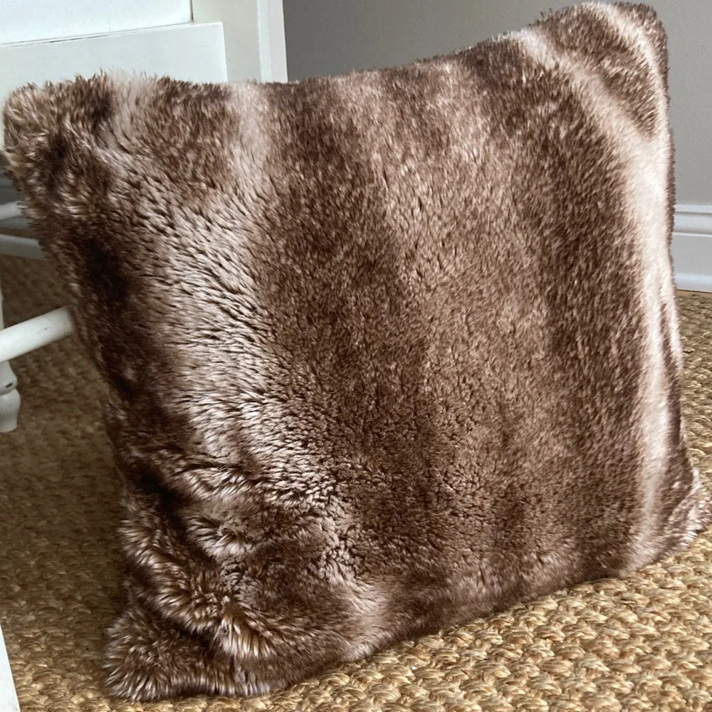 Pottery Barn 18” Square Faux Fur Down Filled Throw Pillow